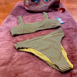 🏖💛 Summer fun Seafolly Go Overboard Bikini Limelight US 10 Bottom US 12 Bra